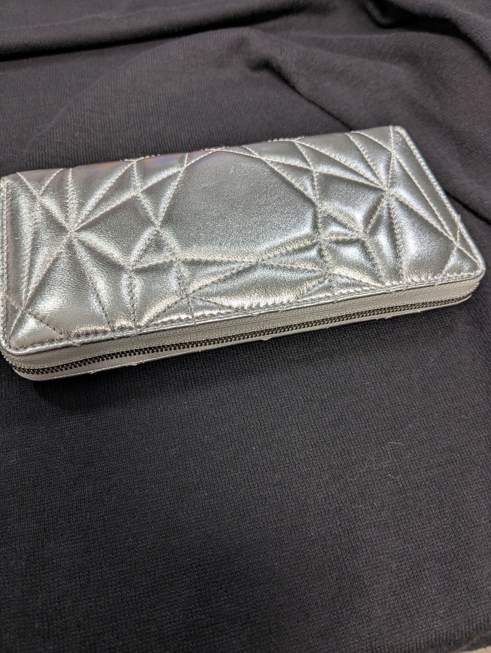 Tiffany & Co. Metallic Silver Quilted Zip-Around Wallet - Picture 12 of 14